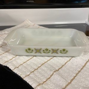 Vintage Anchor Hocking Fire King Meadow Green 1 1/2 Qt Casserole Baking Dish 432